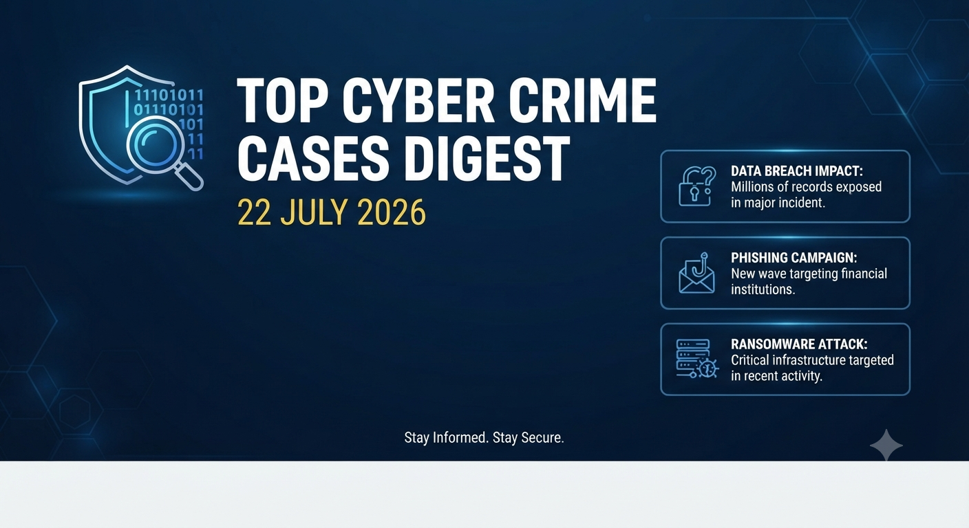 TOP CYBER CRIME CASES DIGEST AND CYBER CRIME STORIES 22 JULY 2026